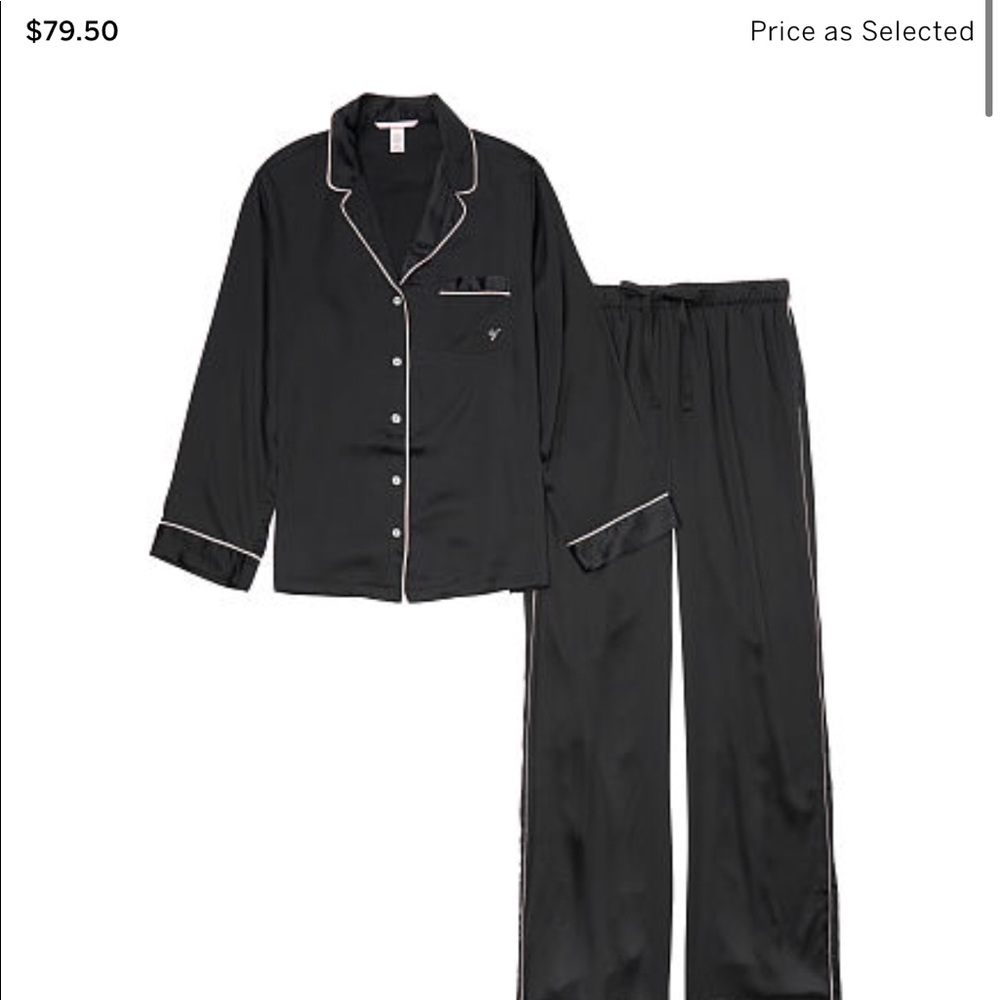 🔥Black and pink lined Victoria Secret Satin Pjs🔥